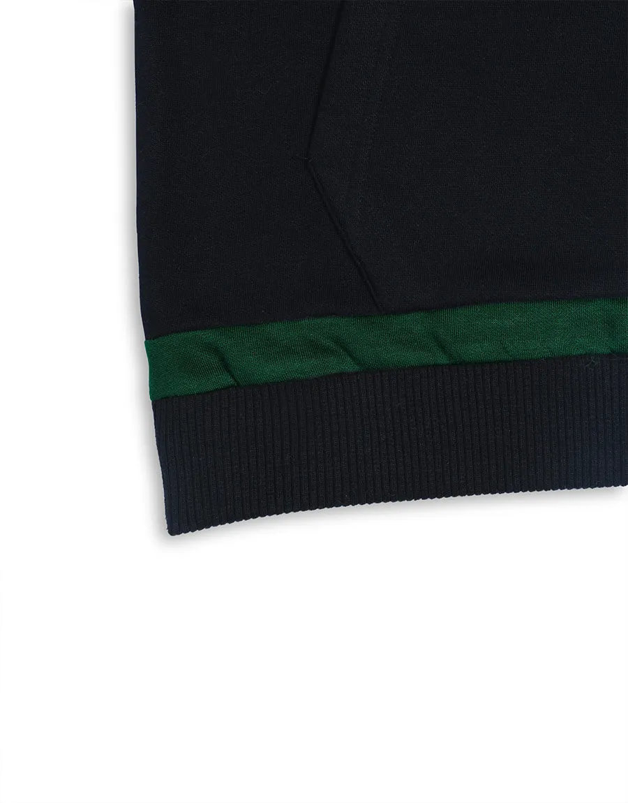 Men's Fleece Round Neck Sweatshirt-Green & Black