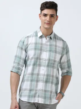 MEN'S GREEN-CHECKS SLIM FIT SHIRT