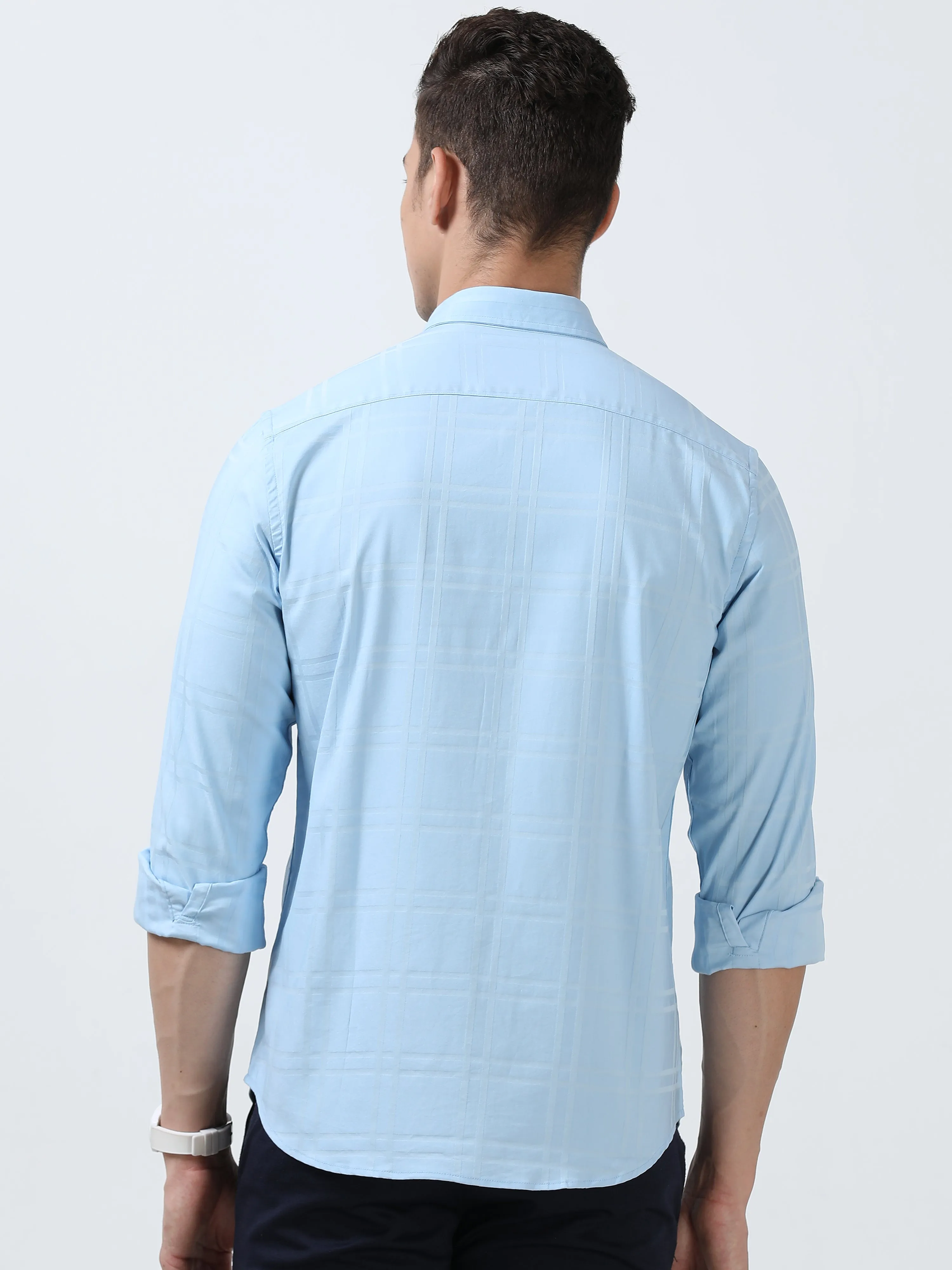 MEN'S LT.BLUE-SOLID SLIM FIT SHIRT