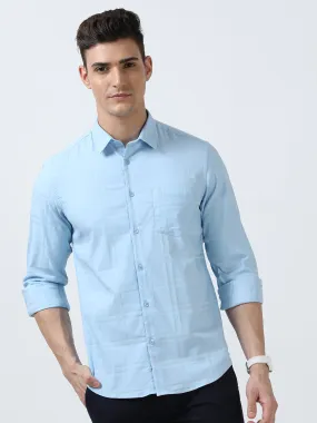 MEN'S LT.BLUE-SOLID SLIM FIT SHIRT