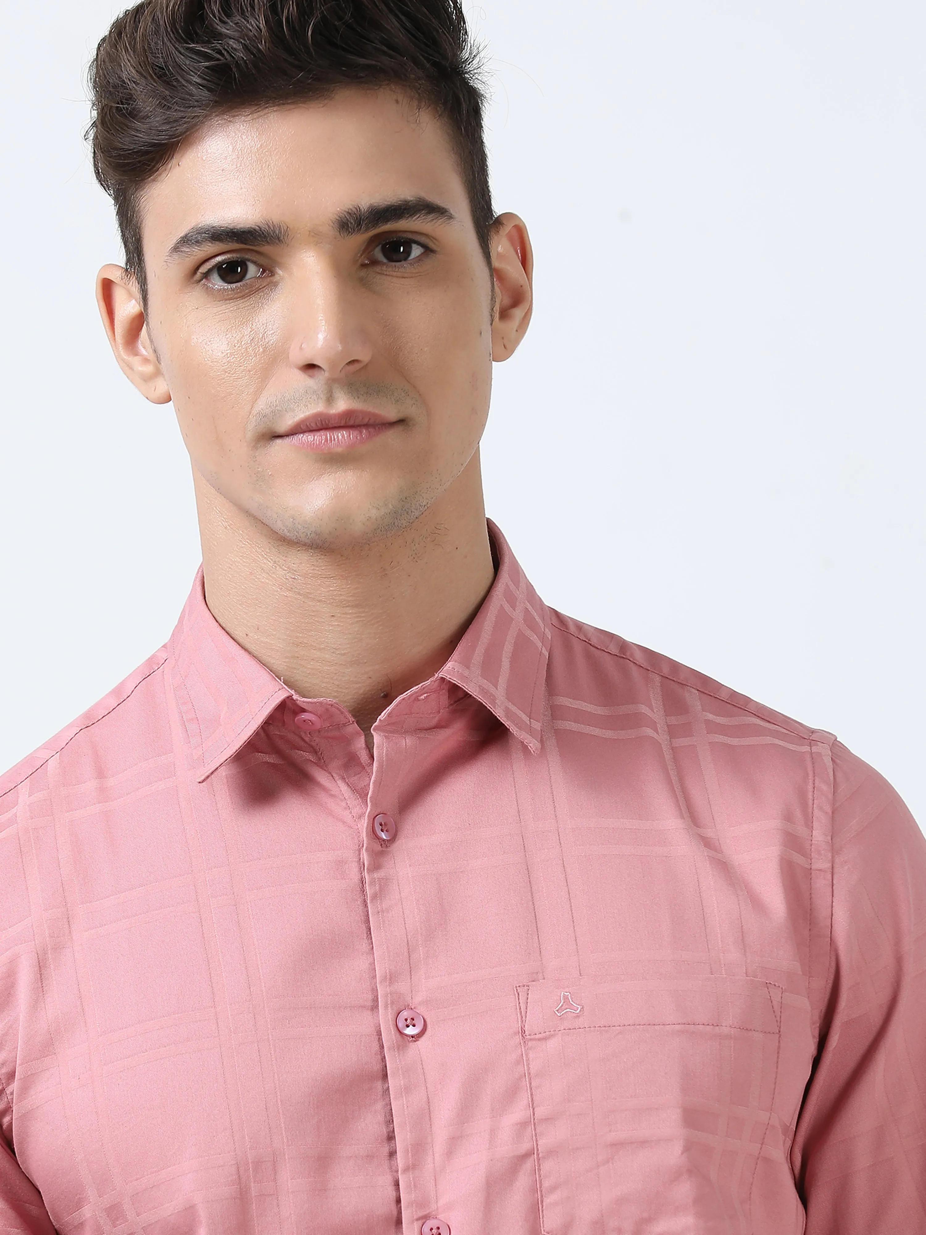 MEN'S PINK-SOLID SLIM FIT SHIRT