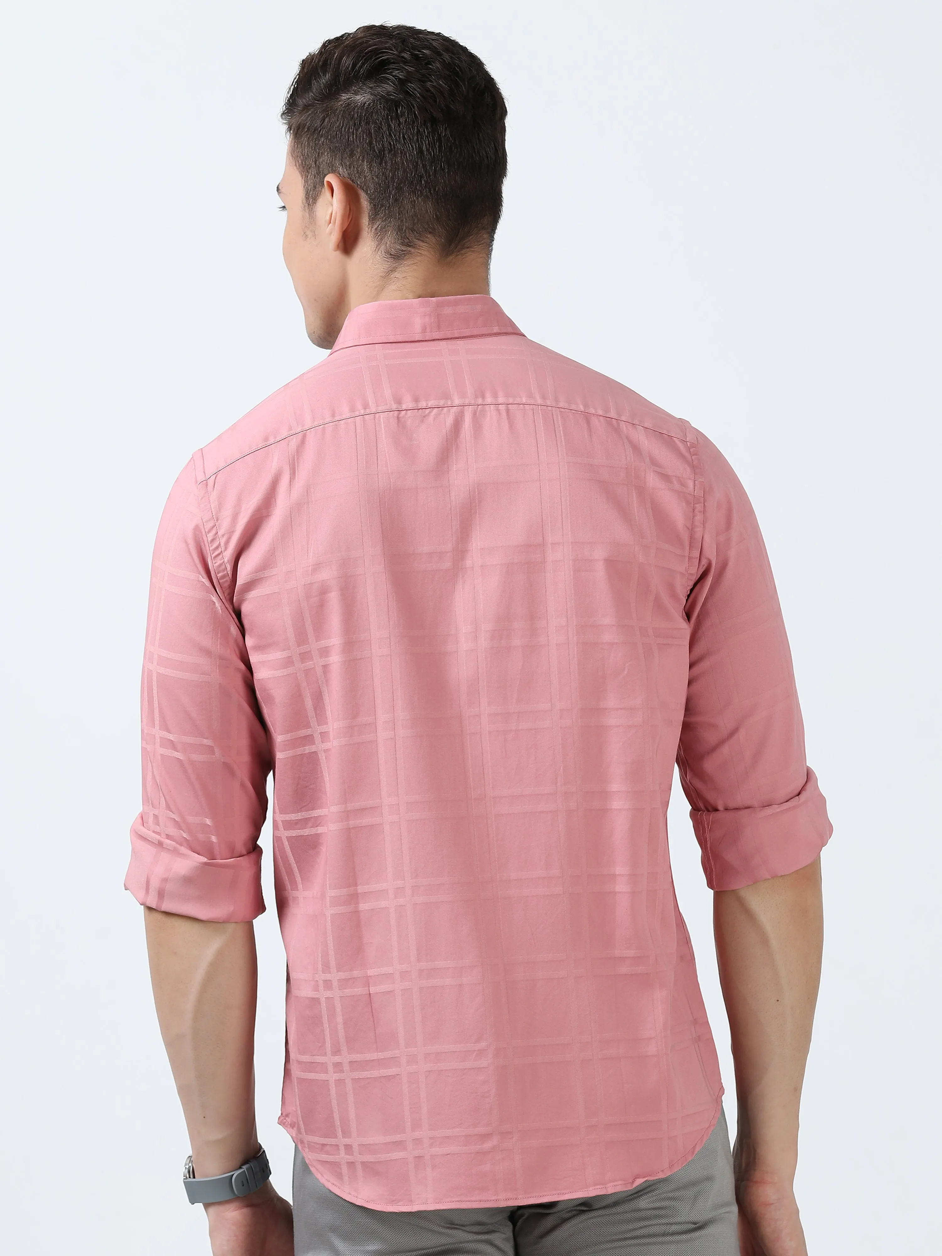 MEN'S PINK-SOLID SLIM FIT SHIRT