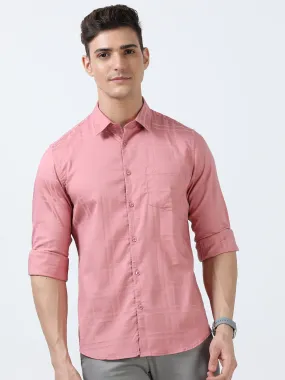 MEN'S PINK-SOLID SLIM FIT SHIRT