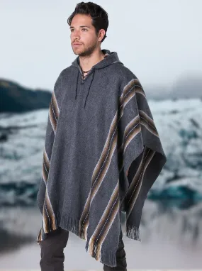 Mens Poncho With Brown Lines