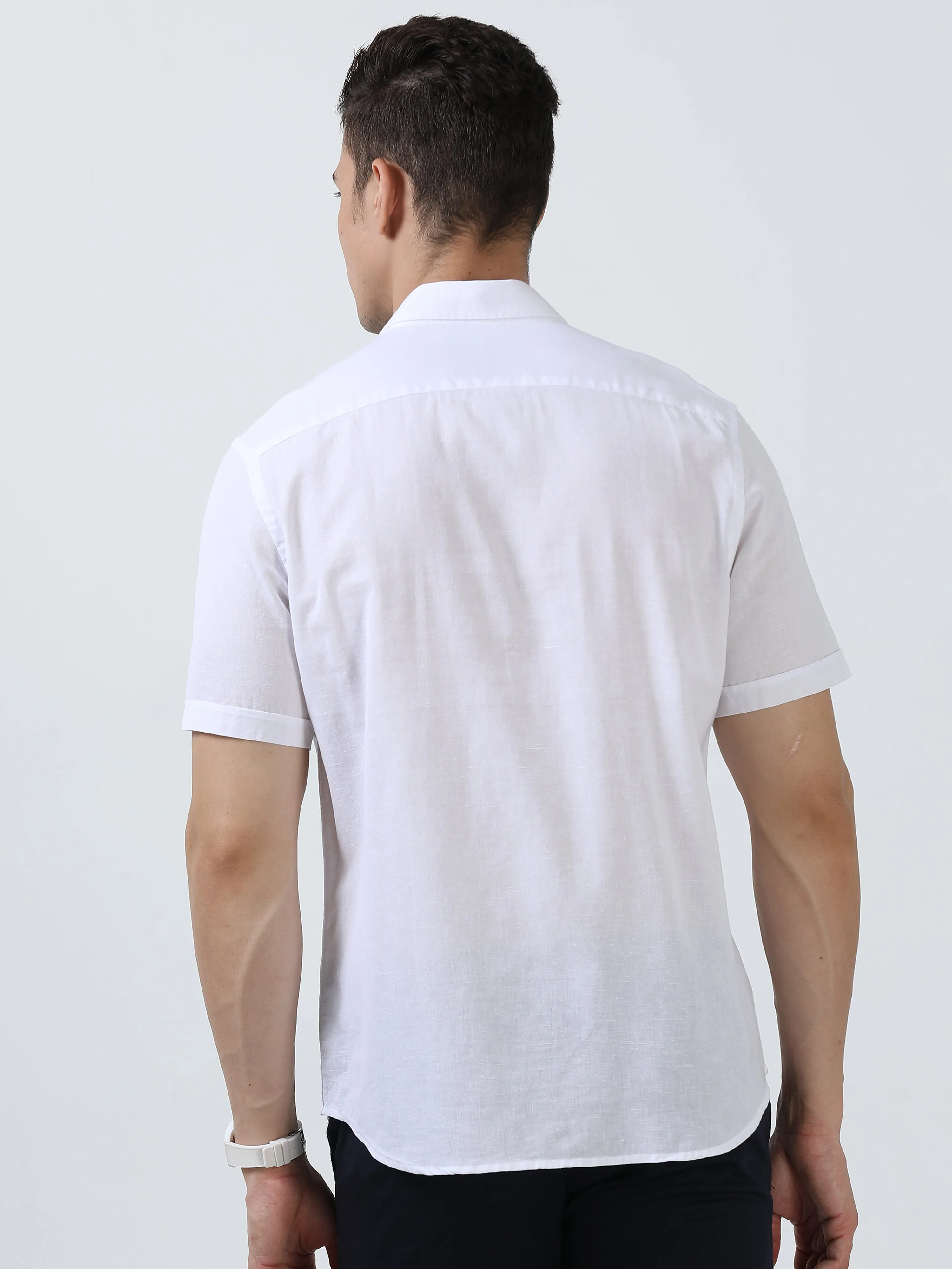 MEN'S WHITE-SOLID SLIM FIT SHIRT