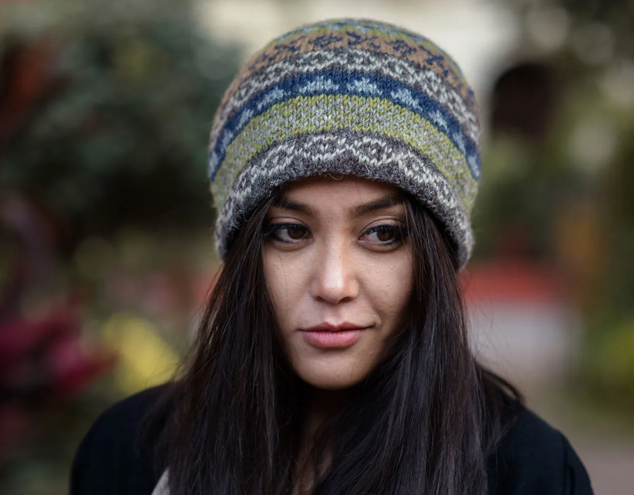 Multicolored Woolen Winter Sherpa Cap