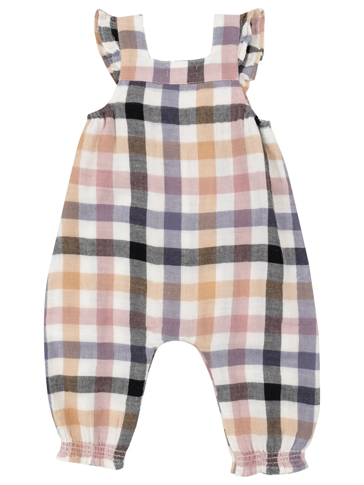 Muslin Smocked Overall, Harvest Plaid