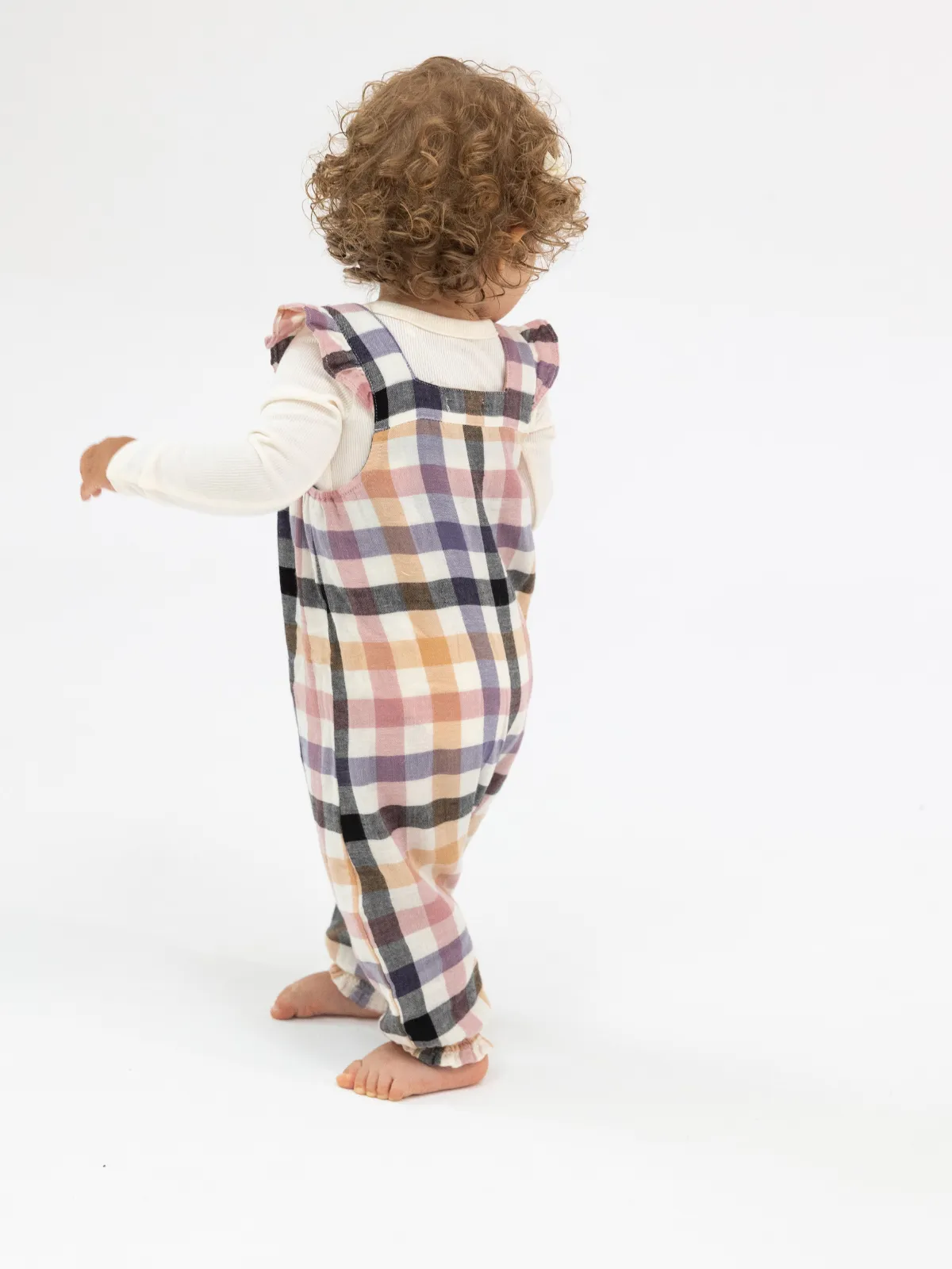 Muslin Smocked Overall, Harvest Plaid