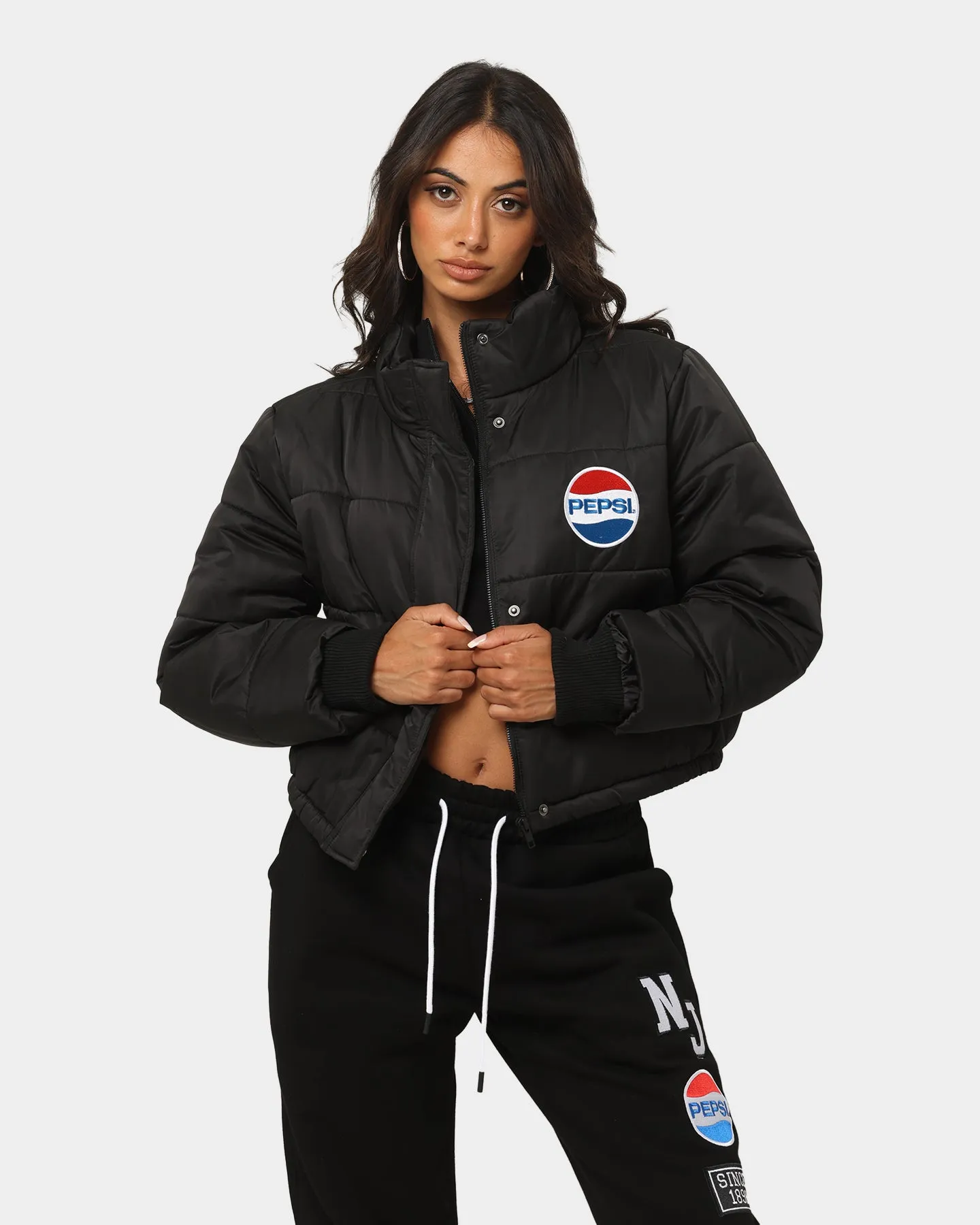 Nana Judy Women's Pepsi Crop Puffa Jacket Black