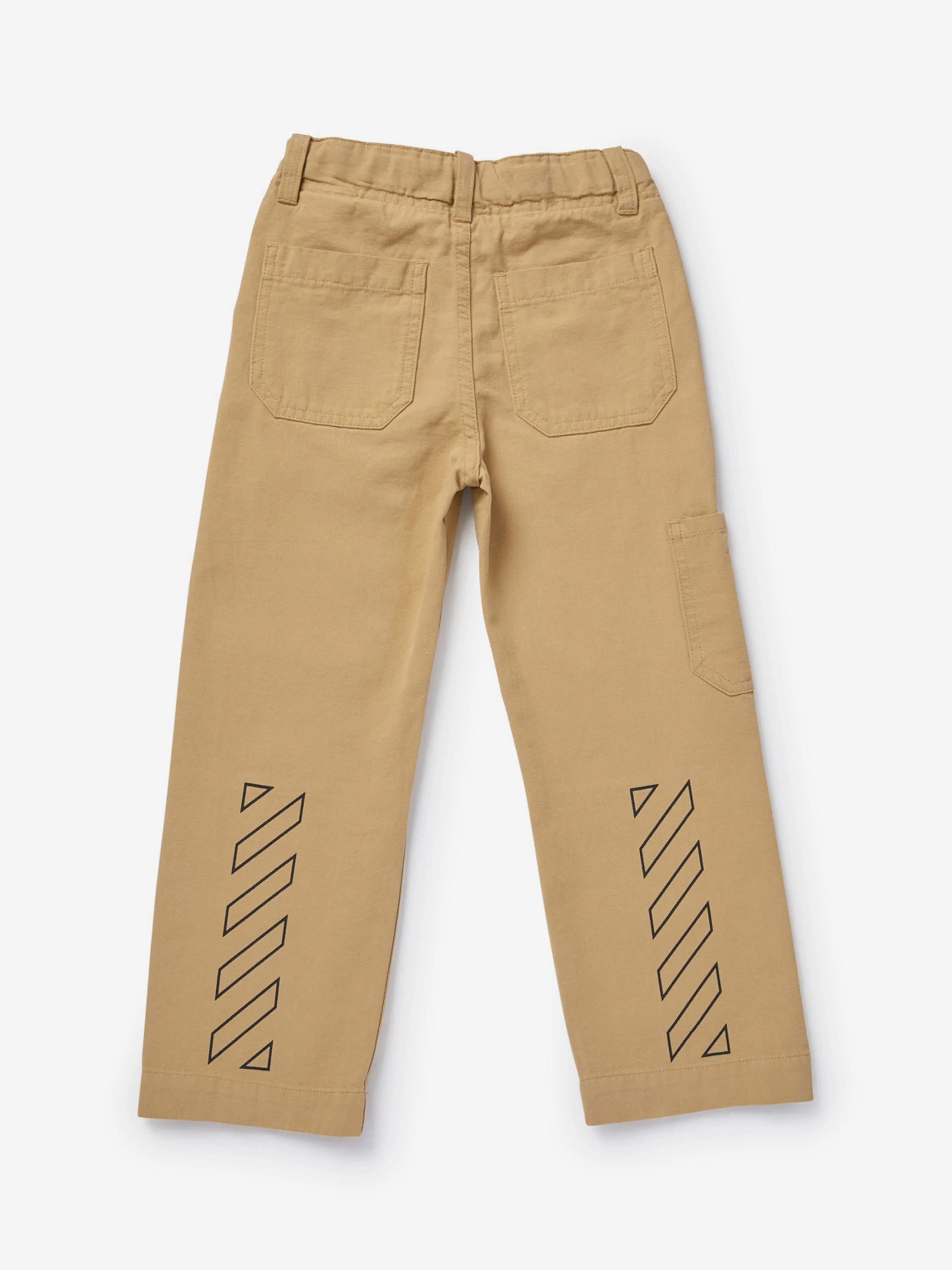 Off-White Boys Diagonal Outline Worker Trousers in Beige