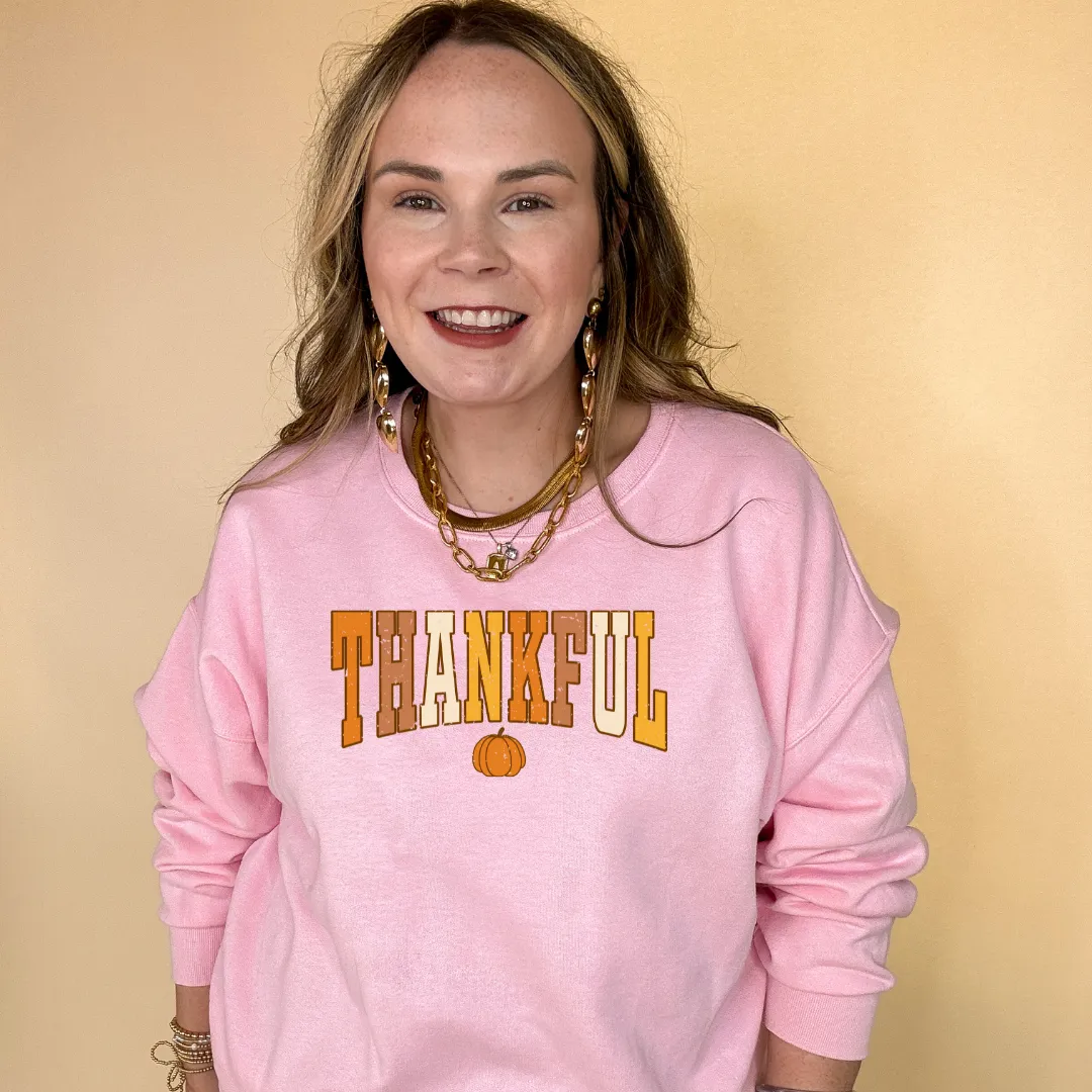 Online Exclusive | Thankful Fall Pumpkin Graphic Sweatshirt in Multiple Color Options