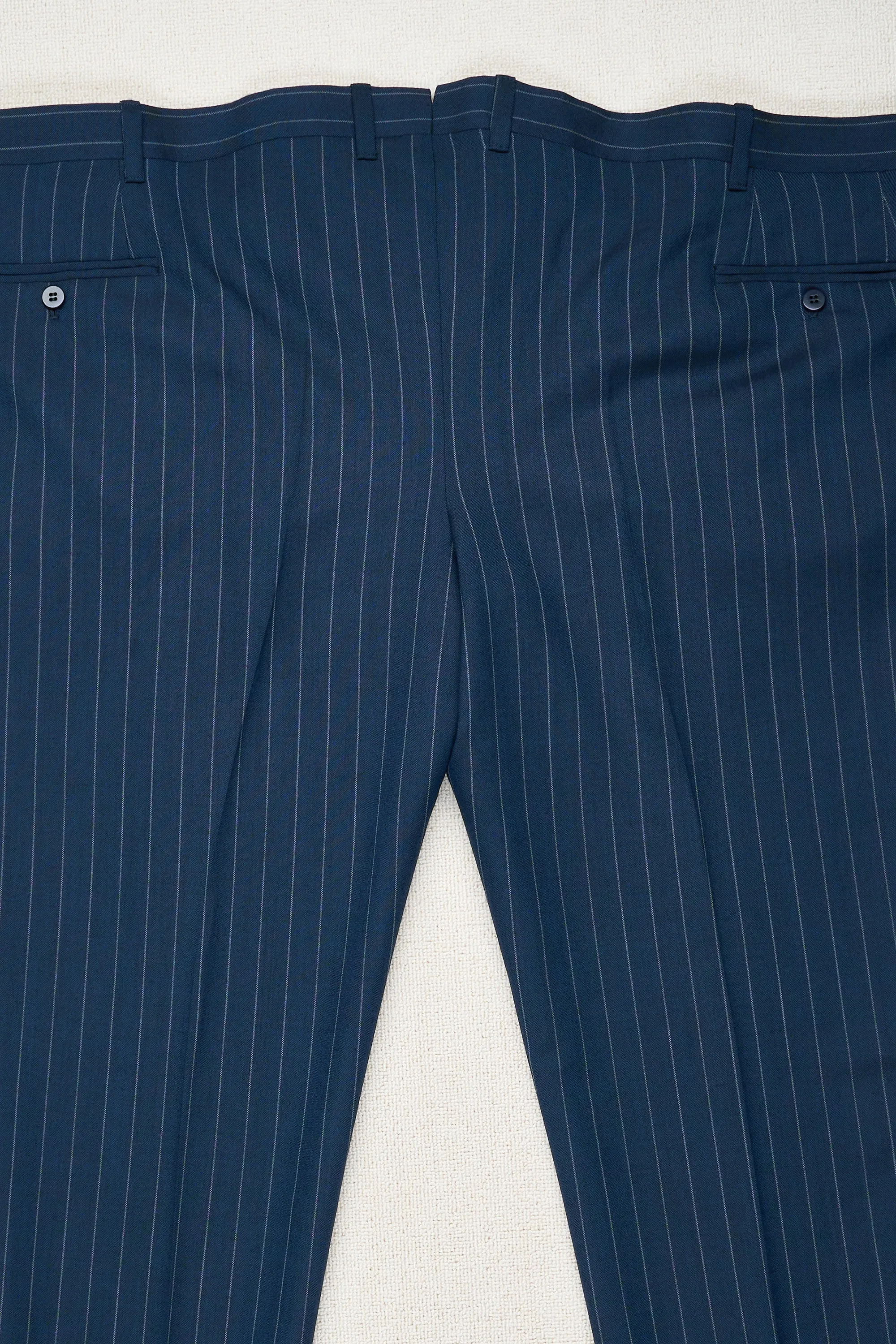 Orazio Luciano Blue with White Chalkstripe Wool Suit Bespoke