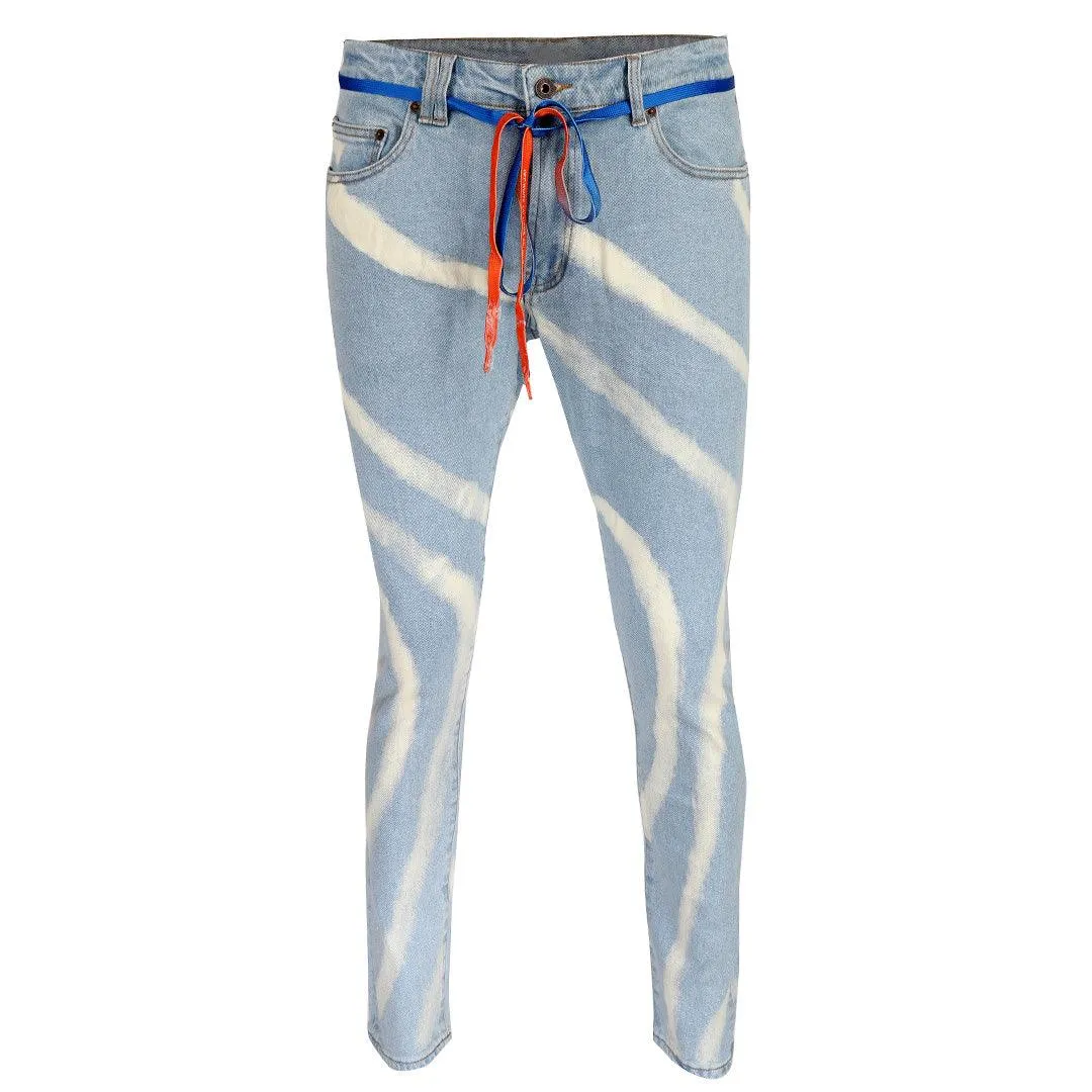 O.W Virgil Abloh Collection Quality Denim Label Jeans- Blue