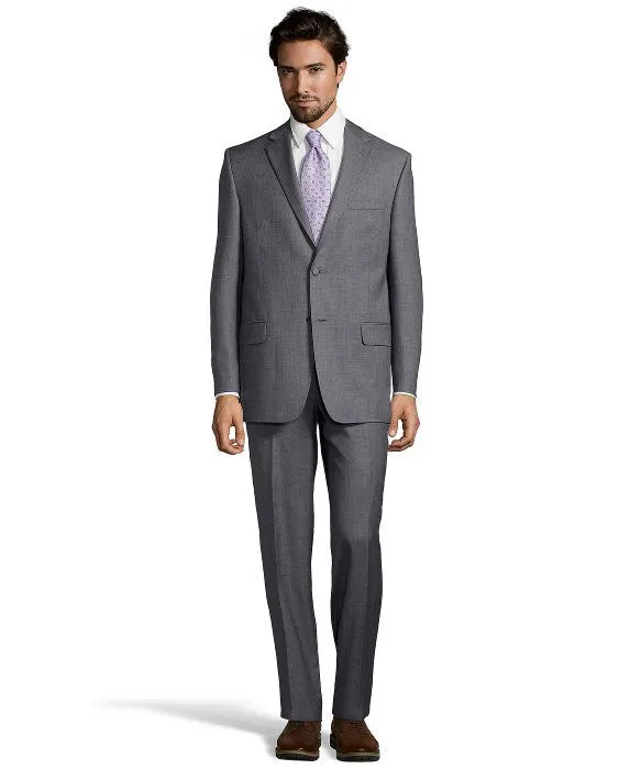 Palm Beach 100% Wool Grey Sharkskin Suit Jacket