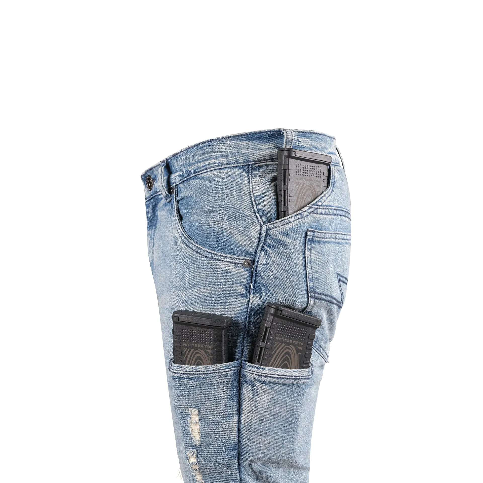 Parabellum® Range Day Denim MK2 Straight Fit Light Wash Ripped Tiger Stripe