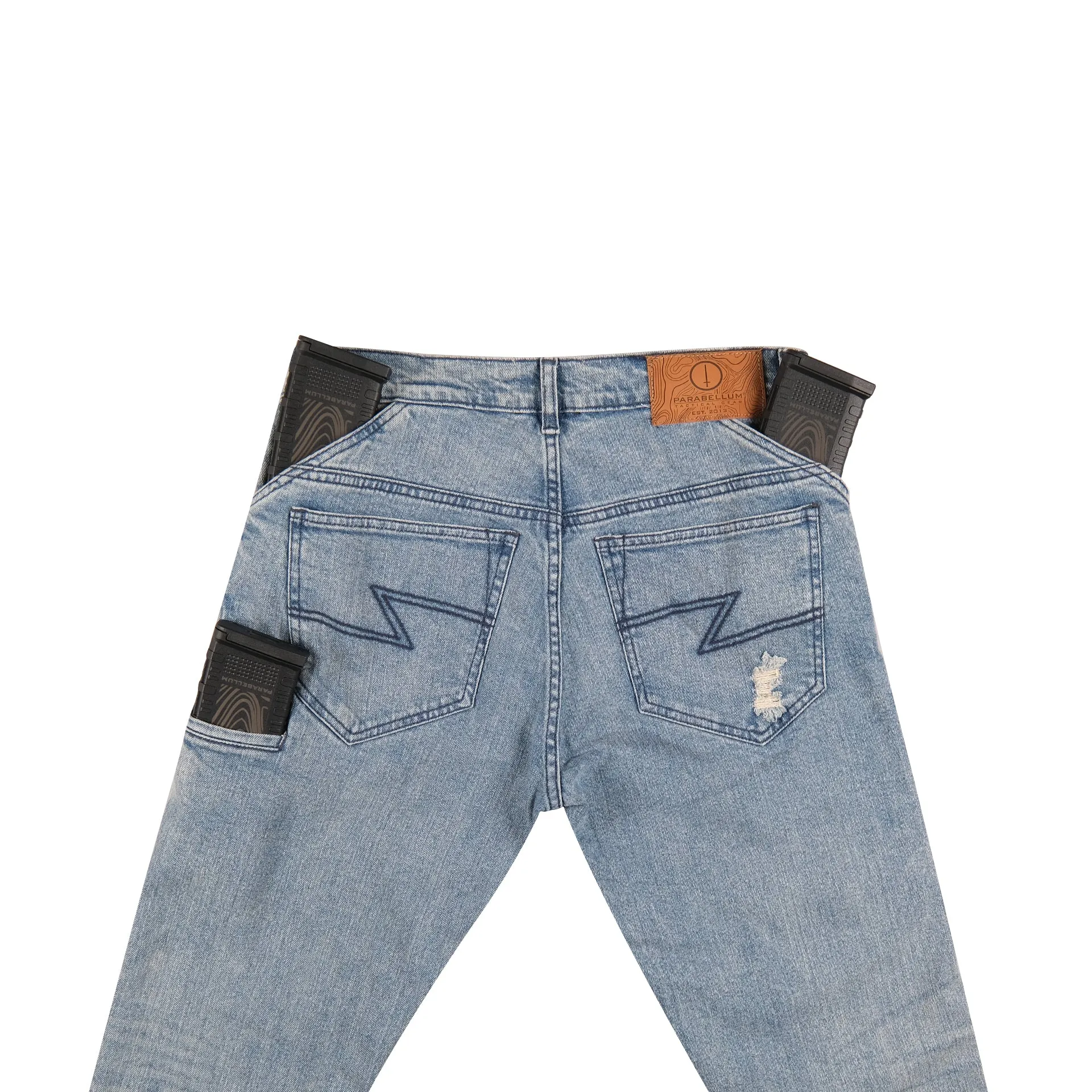 Parabellum® Range Day Denim MK2 Straight Fit Light Wash Ripped Tiger Stripe