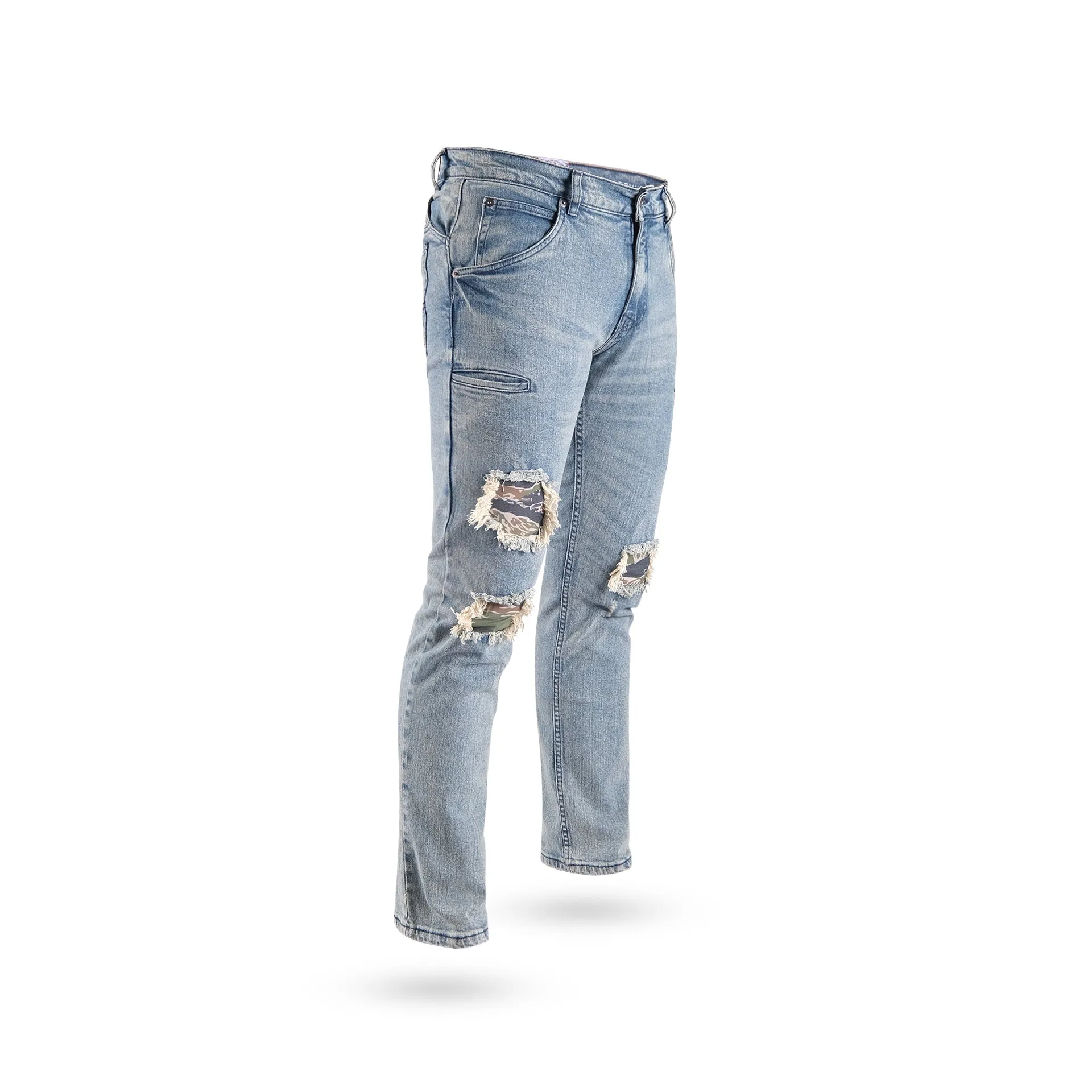 Parabellum® Range Day Denim MK2 Straight Fit Light Wash Ripped Tiger Stripe