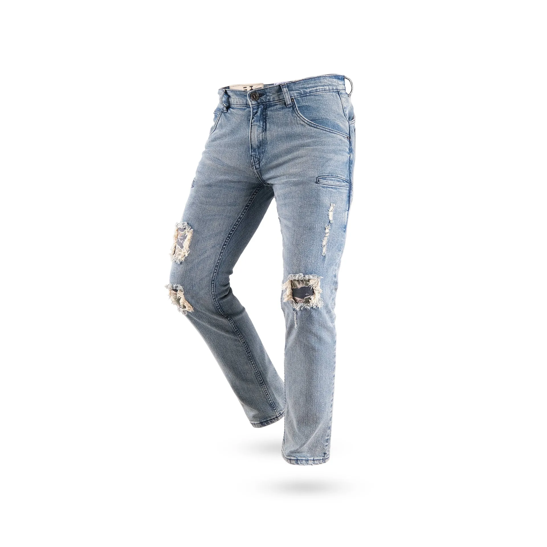 Parabellum® Range Day Denim MK2 Straight Fit Light Wash Ripped Tiger Stripe