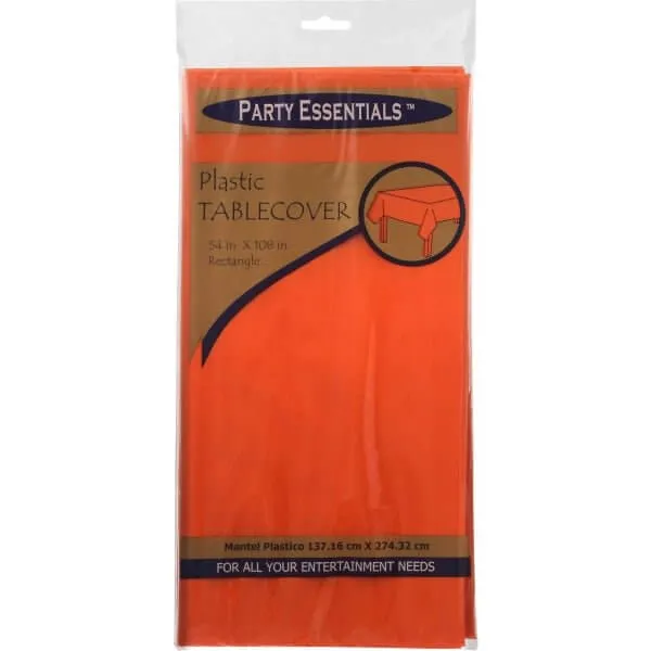 Party Essentials Heavy Duty Plastic Tablecover - Neon Tangerine (54x108)