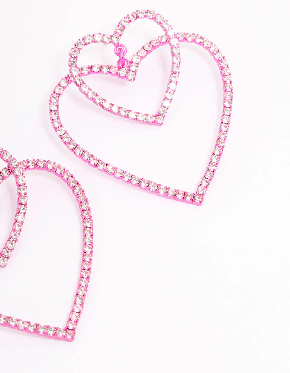 Pink Double Heart Drop Earrings