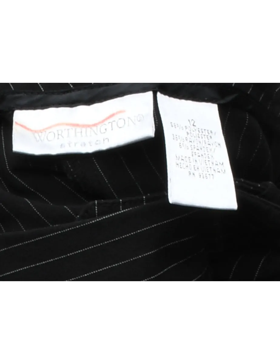 Pinstriped Black & White Trousers - W34 L30