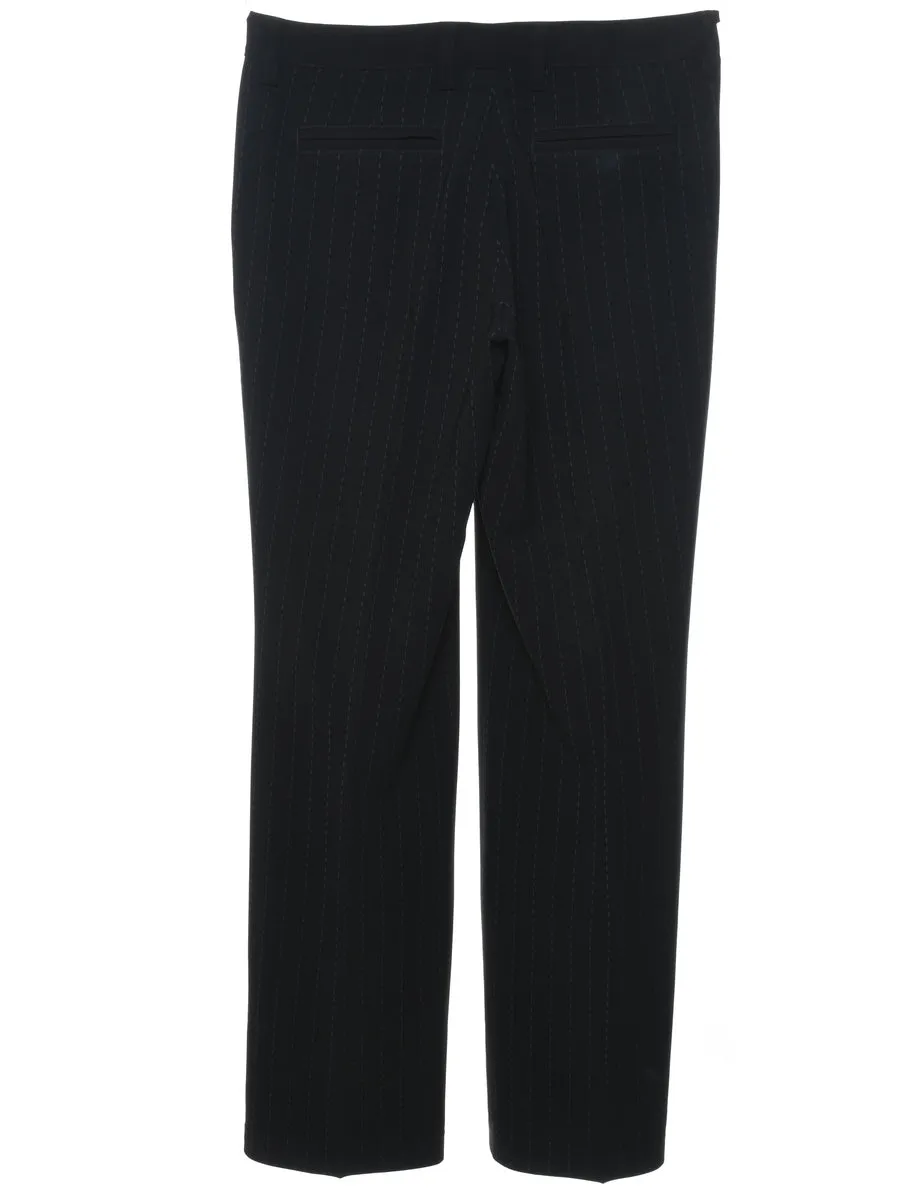 Pinstriped Black Trousers - W34 L34