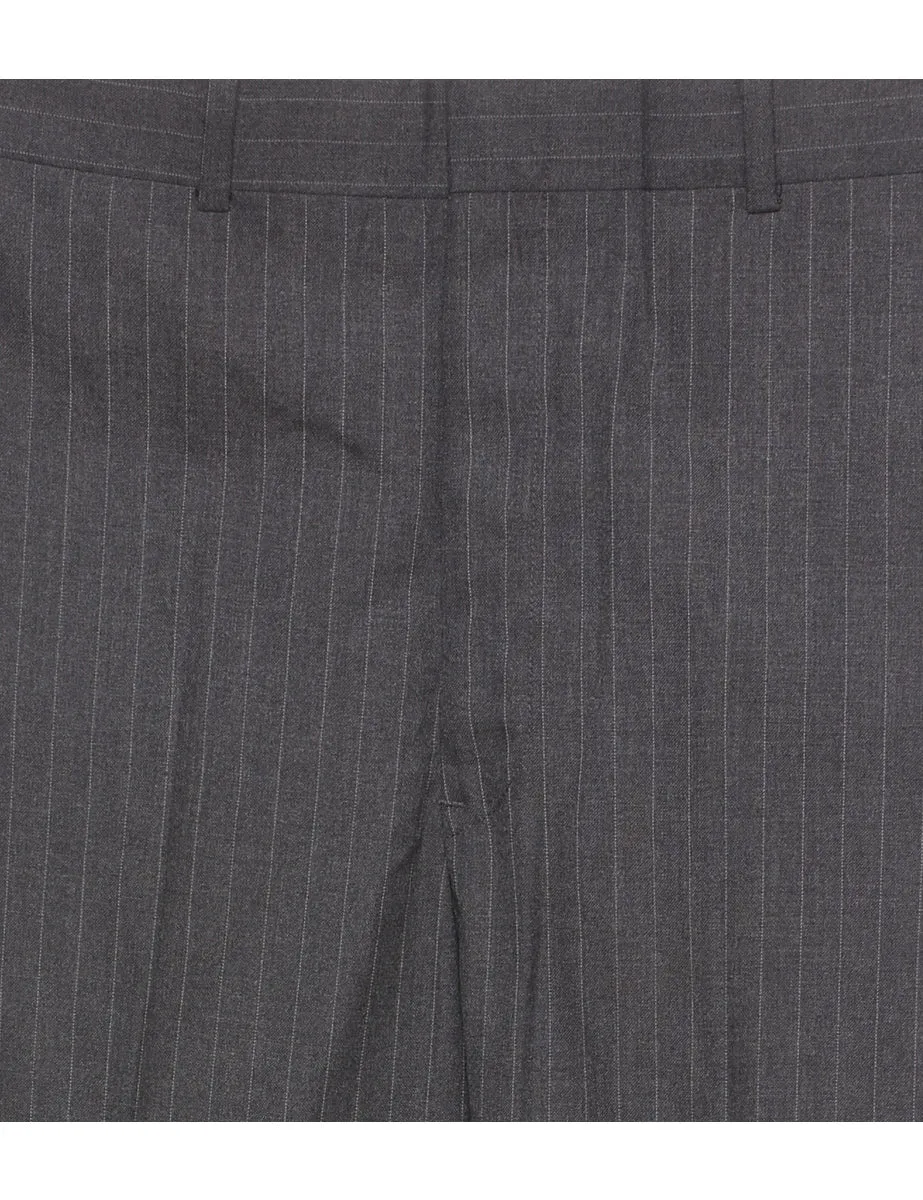 Pinstriped Dark Grey Trousers - W35 L31