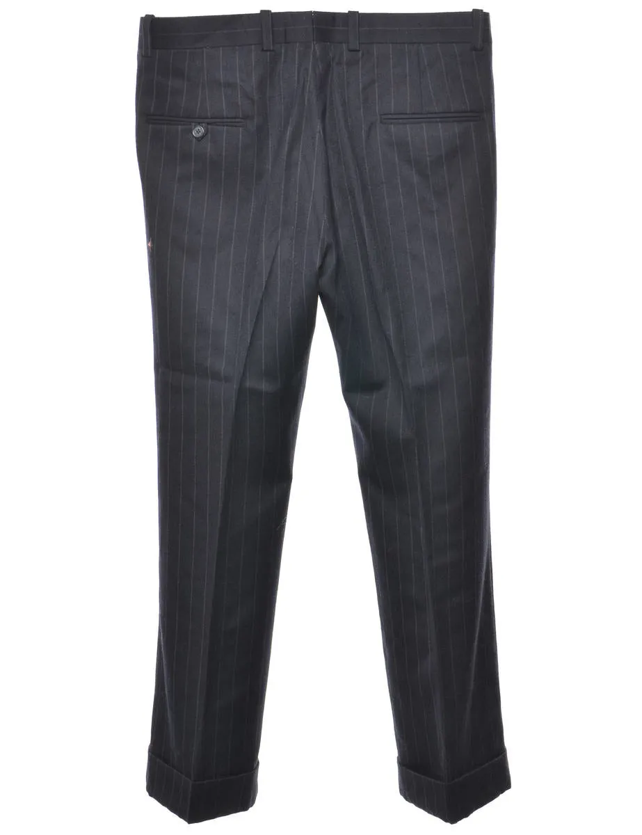 Pinstriped Navy Trousers - W36 L30