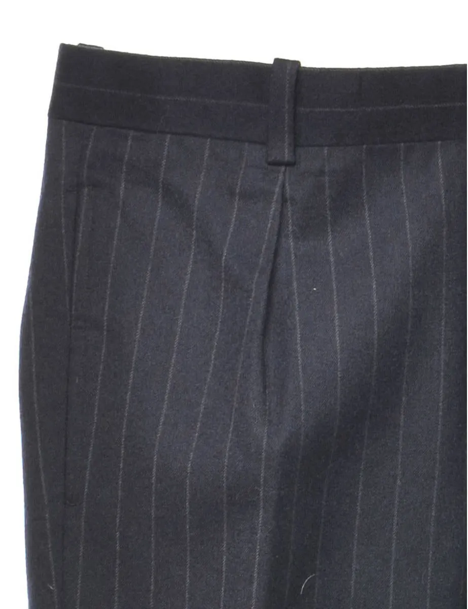 Pinstriped Navy Trousers - W36 L30