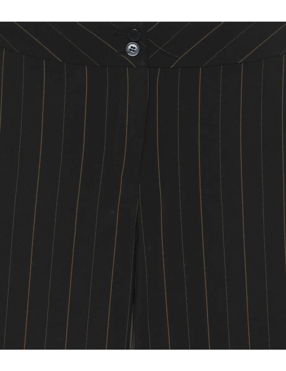 Pinstripes Dark Brown Trousers - W30 L28