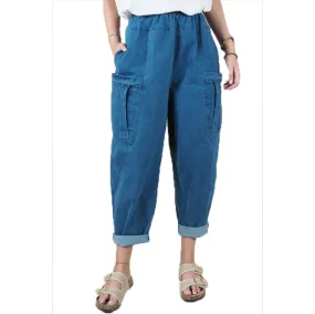 Pocket Denim Balloon Trousers Mid Wash