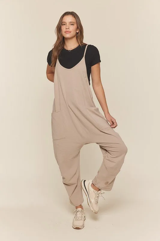 Pocket Knit Overall Pants Light Grey