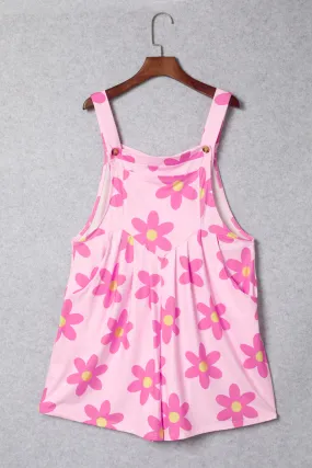 Pocketed Flower Wide Strap Overall