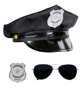 Police Officer Set Hat Glasses Badge