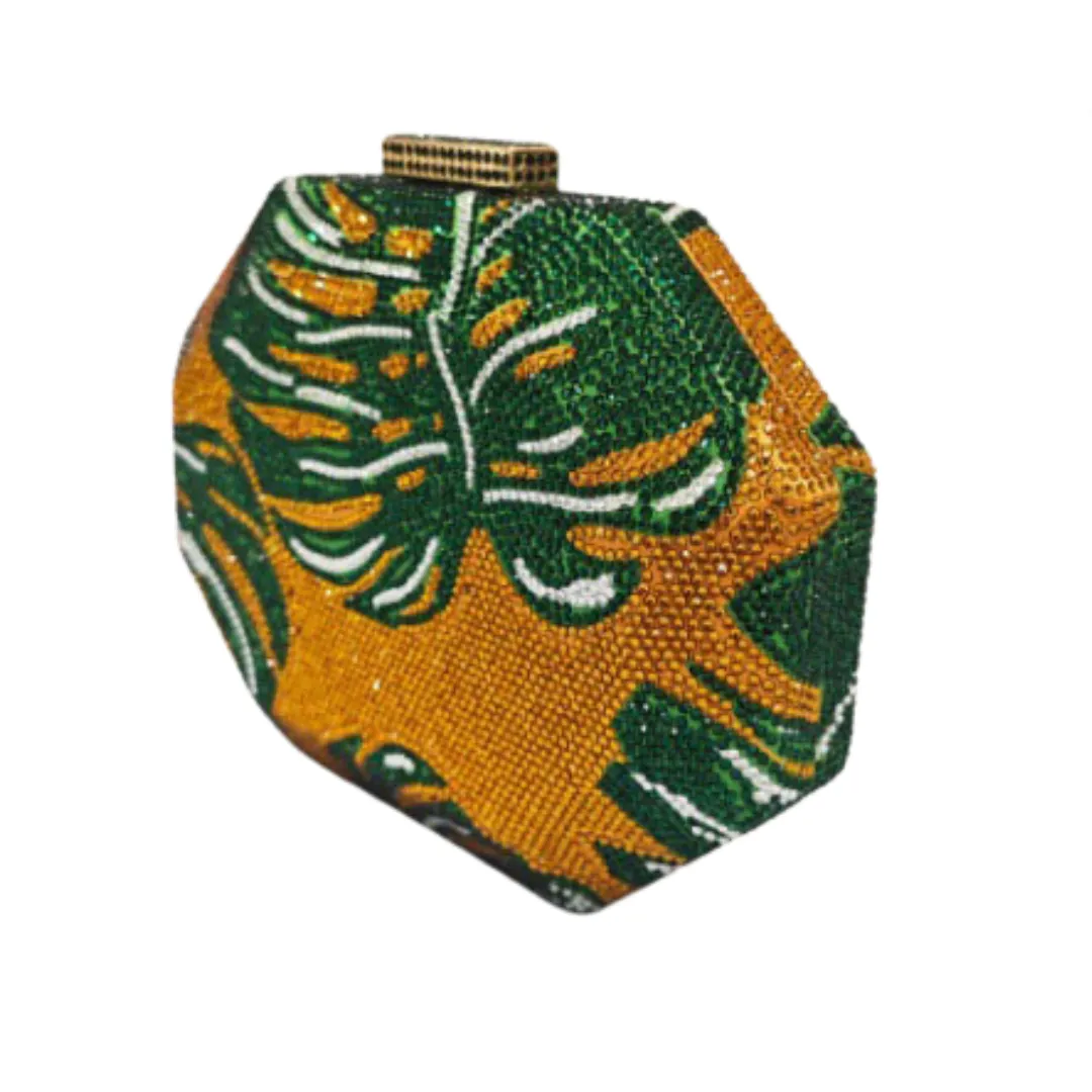 Pre Order:  Green Leaf Hot Diamond Handheld Bag