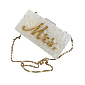 Pre Order:  Mrs Letter Bridal Marble Shoulder Chain Handbag