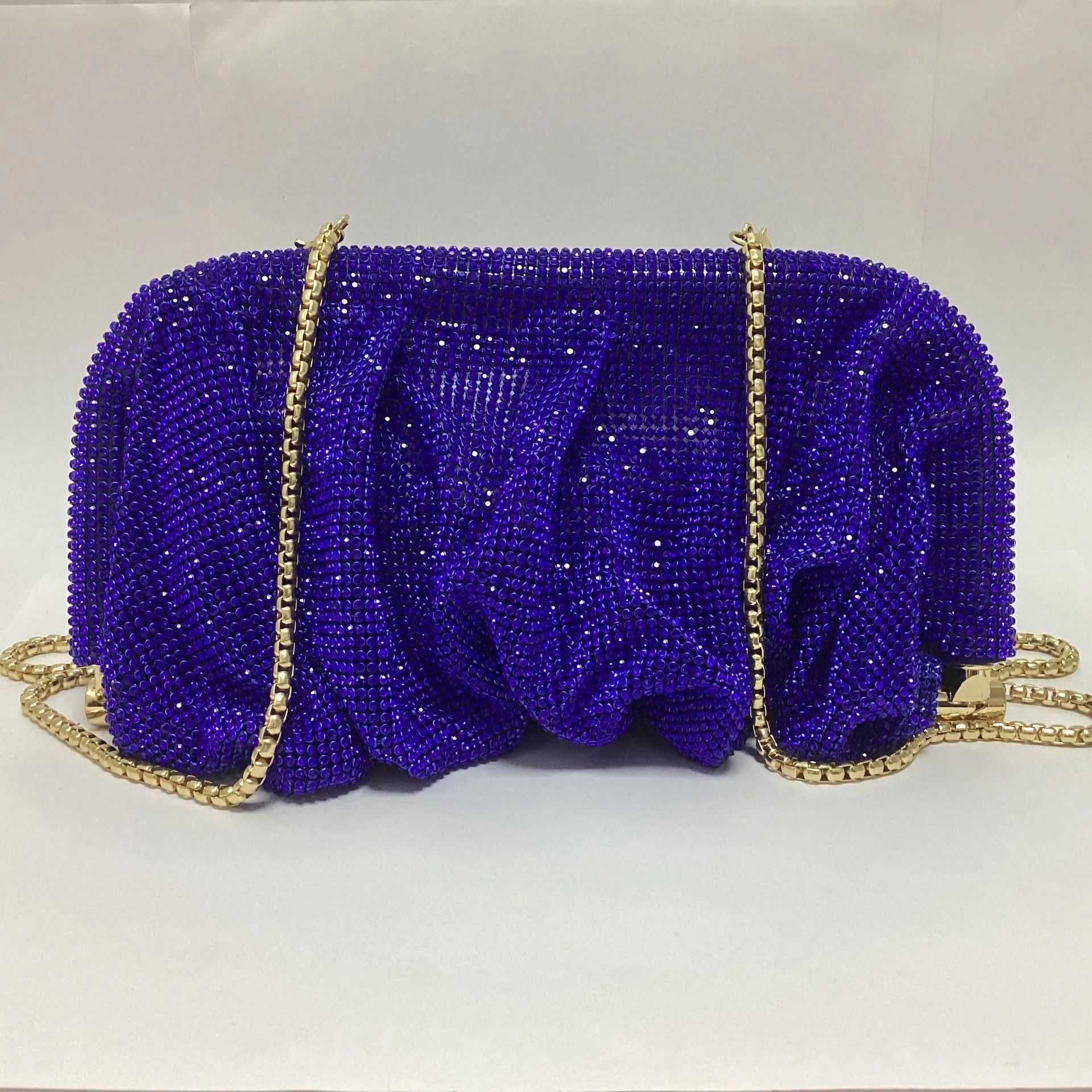 Pre Order: Sparkling Diamond Cloud Wrinkled Dumpling Clutch Bag