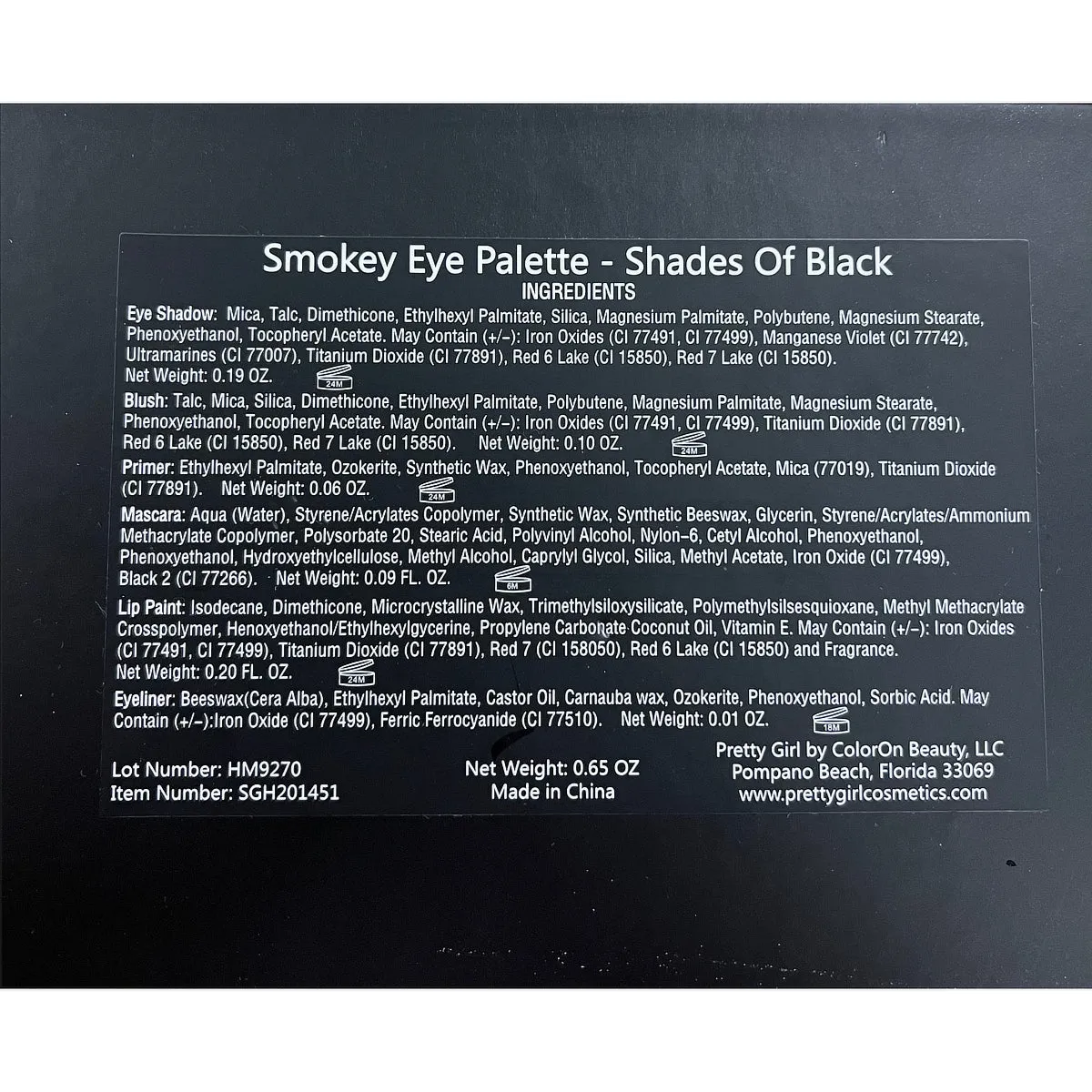 Pretty Girl Cosmetics Stage Fit Palette - Shades of Black