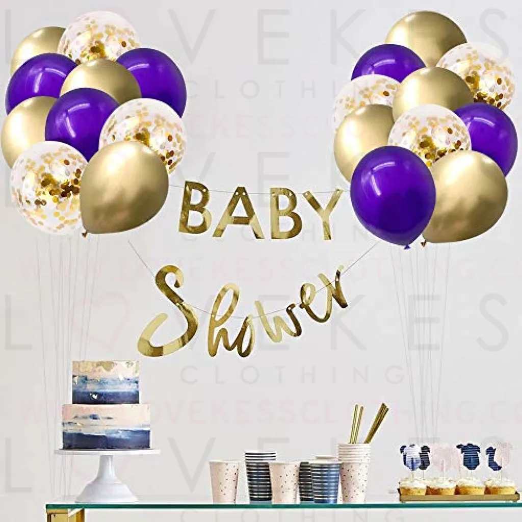 Purple Gold Confetti Latex Balloons,50pcs 12 inch Dark Purple and Gold Metallic Chrome Party Balloons for Birthday, Baby Shower, Wedding, Anniversary and Festival Ceremony Decoration