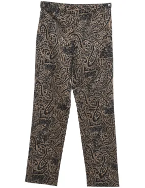 Ralph Lauren Light Black & Brown Paisley Pattern Trousers - W30 L30