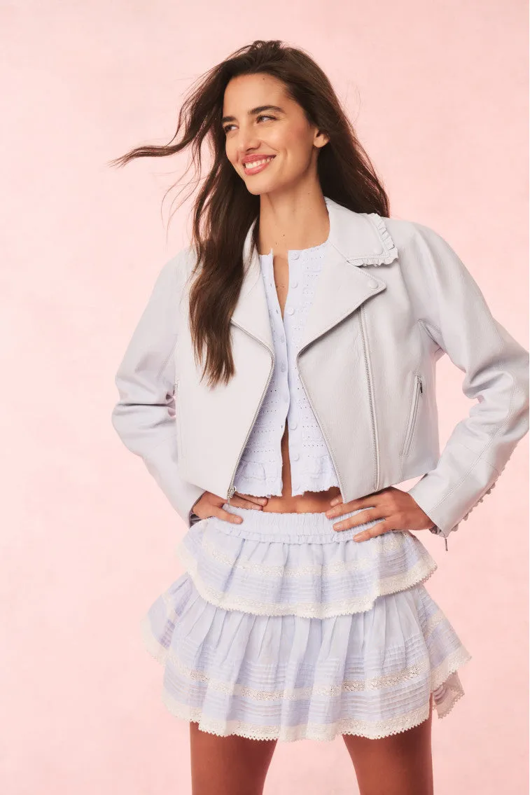 Rheisa Cropped Leather Moto Jacket