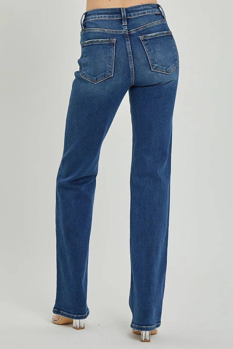 Risen Jeans- Mid Rise Long Straight Jeans - RDP5509