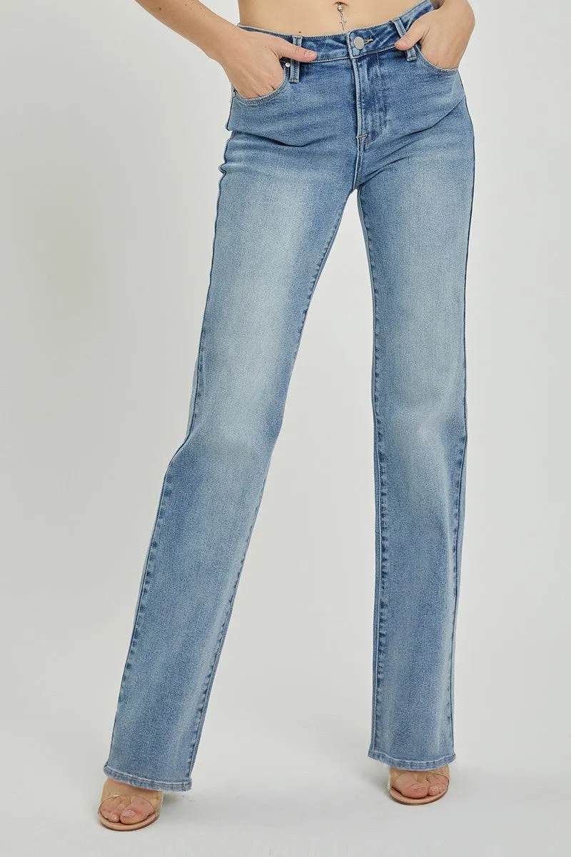 Risen Jeans- Mid Rise Long Straight Jeans - RDP5509