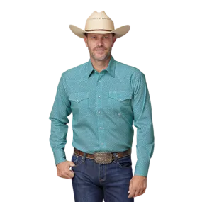 Roper Men's Stretch Teal Western Green Shirt