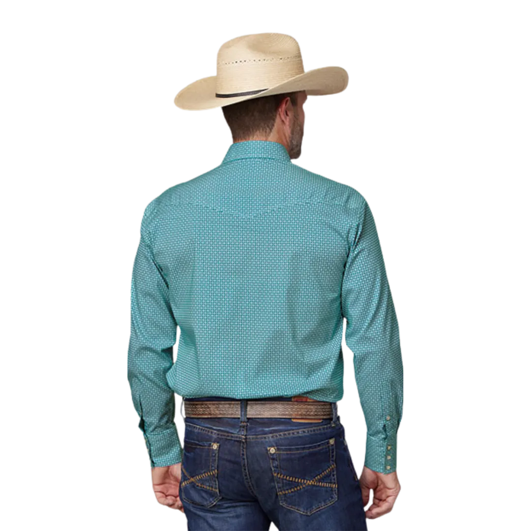 Roper Men's Stretch Teal Western Green Shirt