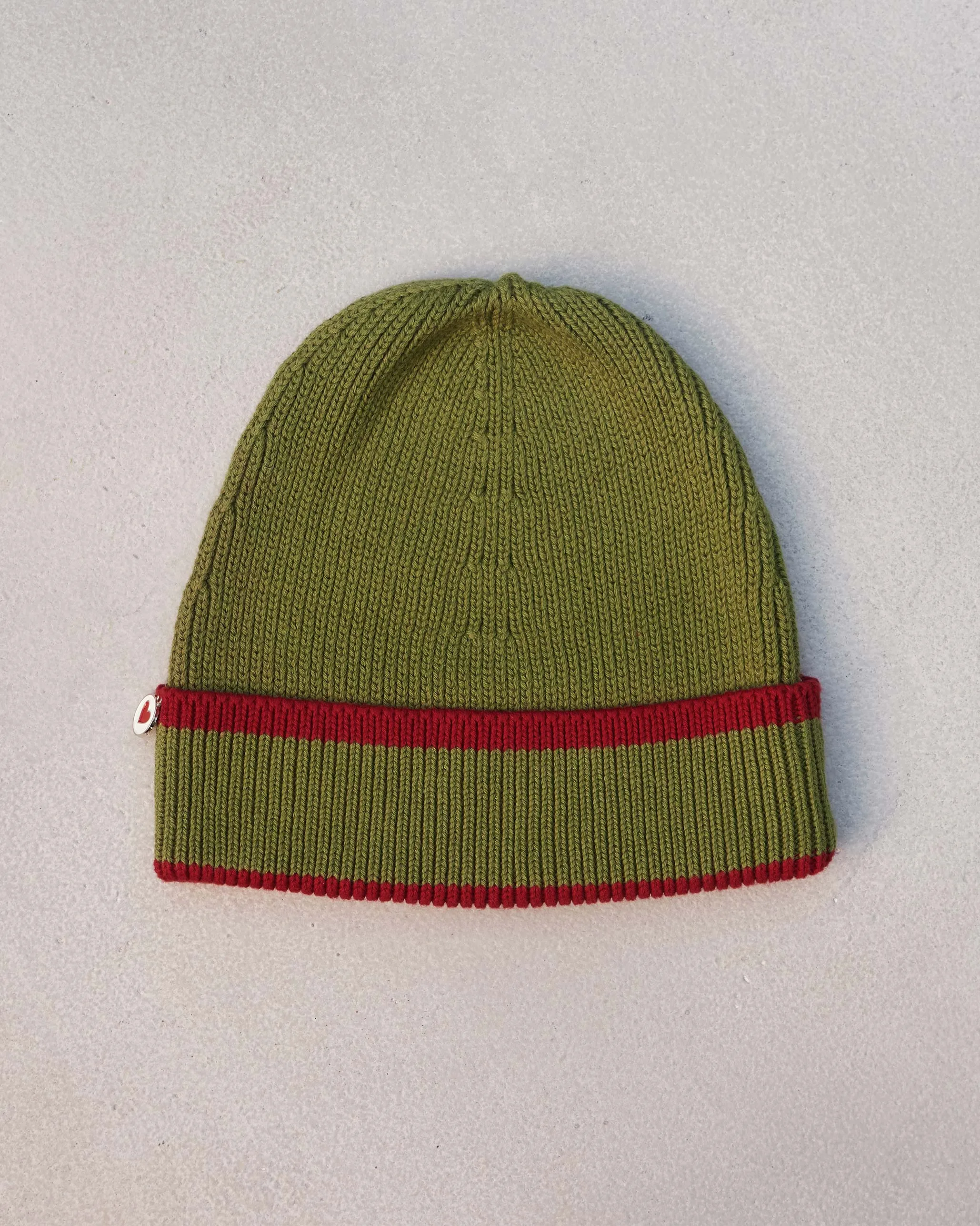 Safari Beanie - Olive & Red