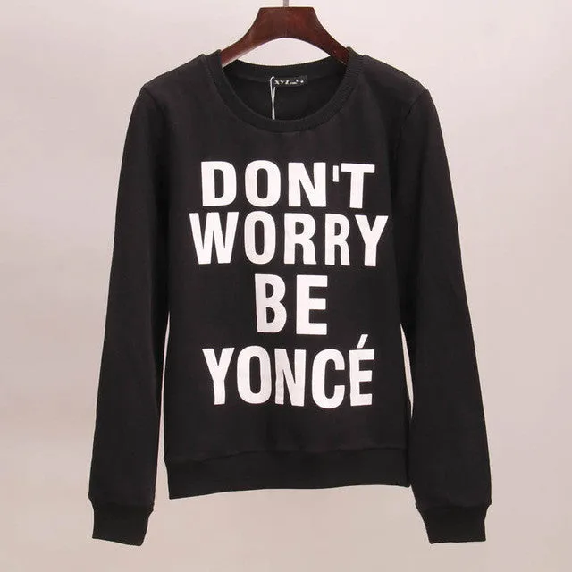 Sakura hoodies sweatshirt women DON'T WORRY BE YONCE printed tracksuits tracksuit suit set tees women woman tops 2015