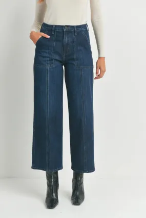 SEAMED UTILITY STRAIGHT JEANS