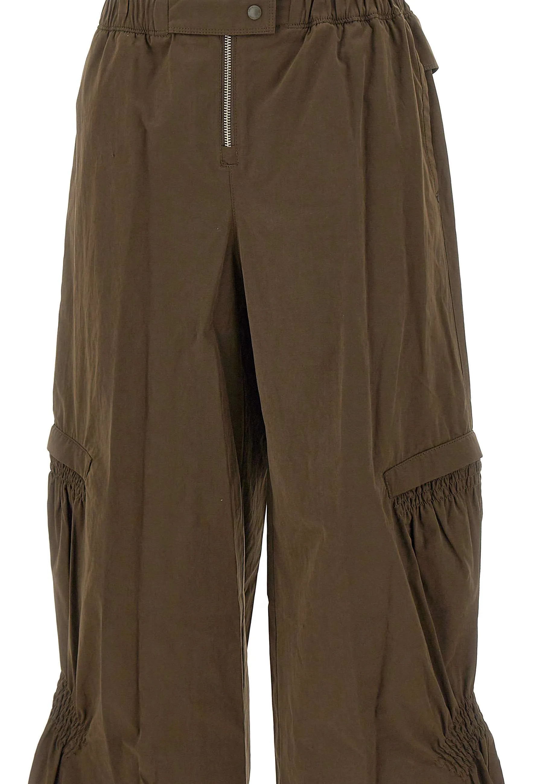 Shirring Volume Khaki Green Trousers