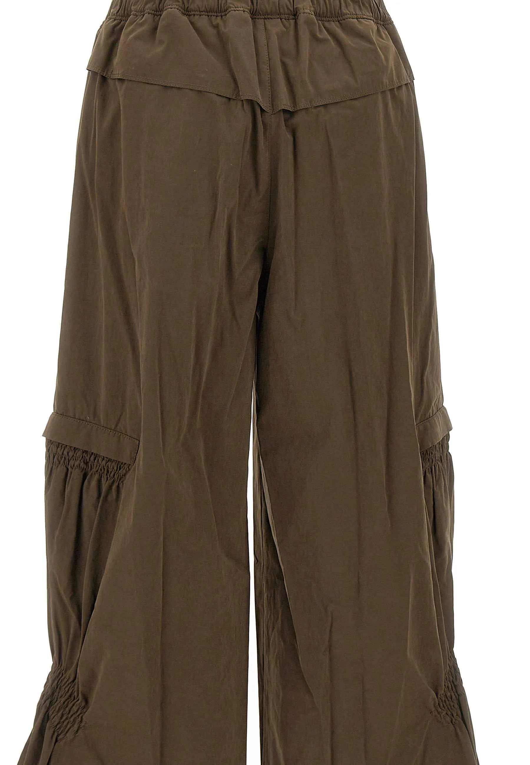 Shirring Volume Khaki Green Trousers